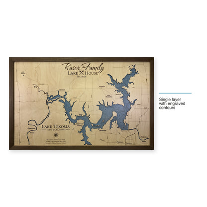 Lake Texoma, Oklahoma & Texas Wood Map — style-labeled photo [MC20261006 q0832 485de3f73c25]