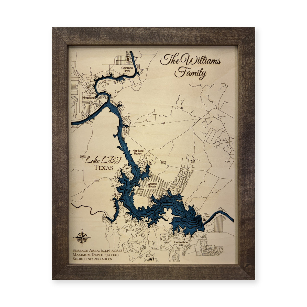 Lake LBJ McWilliams Family Wood Map — Multilayer water main photo [MC20261006 q0904 aef31ce9a6ac]