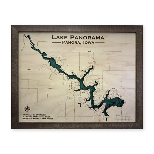 Lake Panorama Iowa Wood Map — Multilayer water main photo [MC20261006 q0907 72b86747546e]