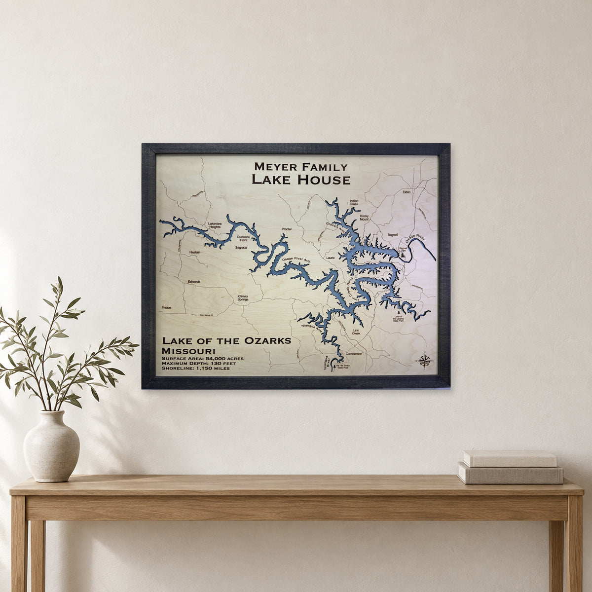 Lake of the Ozarks Meyer Family Wood Map — room mockup [MC20261006 q0915 801496af7c2e]