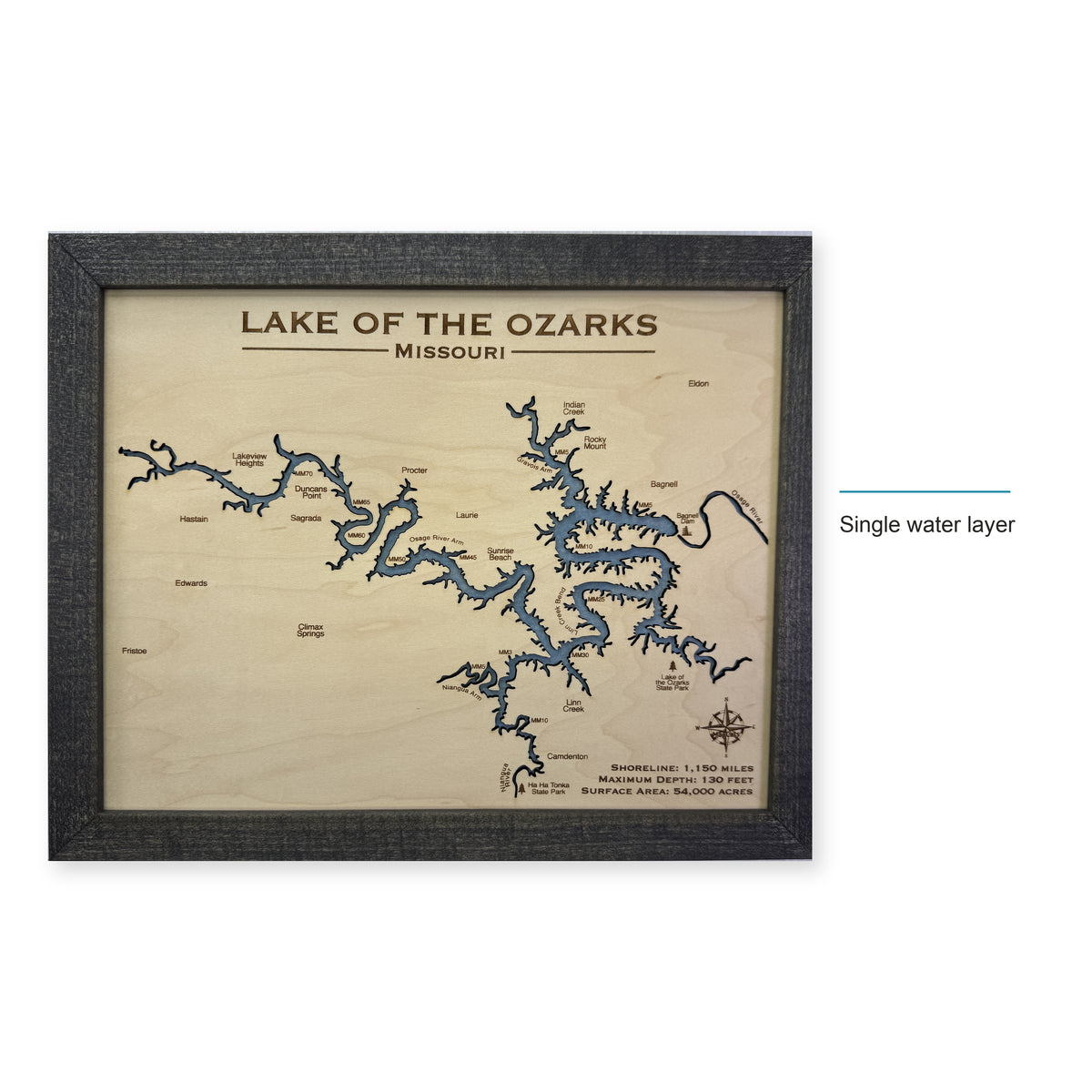Lake of the Ozarks Missouri Wood Map — style-labeled photo [MC20261006 q0918 a88eecdad732]