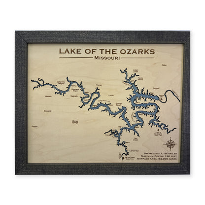 Lake of the Ozarks Missouri Wood Map — Single water layer main photo [MC20261006 q0918 1d530751c97e]