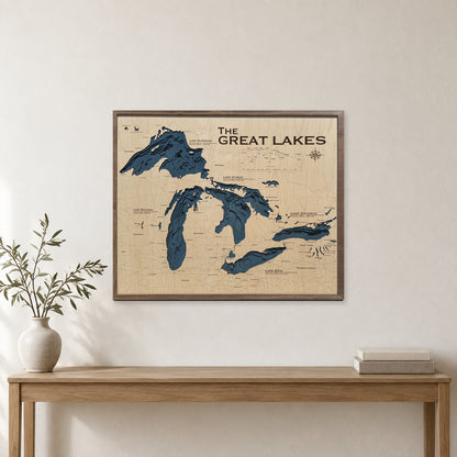 Great Lakes Multilayer Wood Map — room mockup [MC20261006 q0934 5be7bc220eb4]