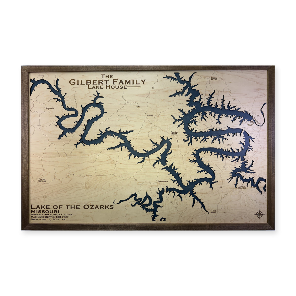 Lake of the Ozarks Gilbert Family Wood Map — Single water layer main photo [MC20261006 q0936 85a7cbb0e9fc]