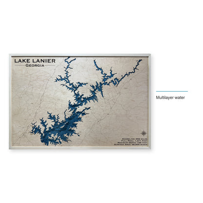 Lake Lanier Georgia Multilayer Wood Map — style-labeled photo [MC20261006 q0944 39aab3e04ab0]