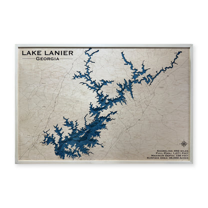 Lake Lanier Georgia Multilayer Wood Map — Multilayer water main photo [MC20261006 q0944 ecae20439cc1]