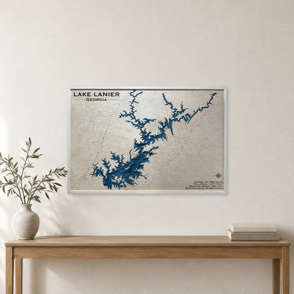 Lake Lanier Georgia Multilayer Wood Map — room mockup [MC20261006 q0944 7795a626e123]