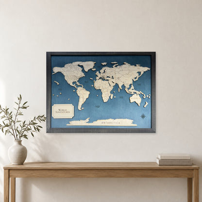 World Adventures Travel Map Charcoal — room mockup [MC20261006 q1091 c31c55eb0cf9]