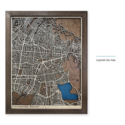 Cochabamba, Bolivia Wood City Map — style-labeled photo [MC20261006 q1134 ae72f7e89d9f]