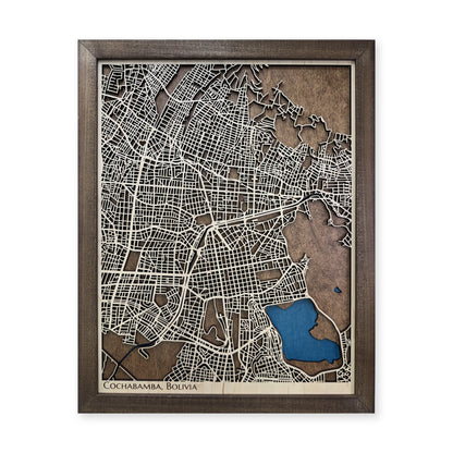 Cochabamba, Bolivia Wood City Map — plain-background photo [MC20261006 q1134 eb40eef0ba51]
