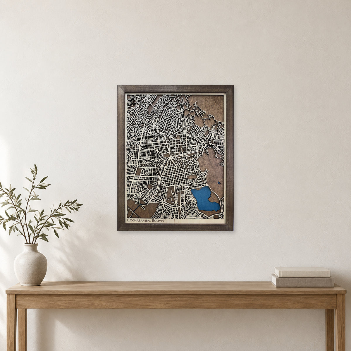 Cochabamba, Bolivia Wood City Map — room mockup [MC20261006 q1134 5d3a5e98188d]