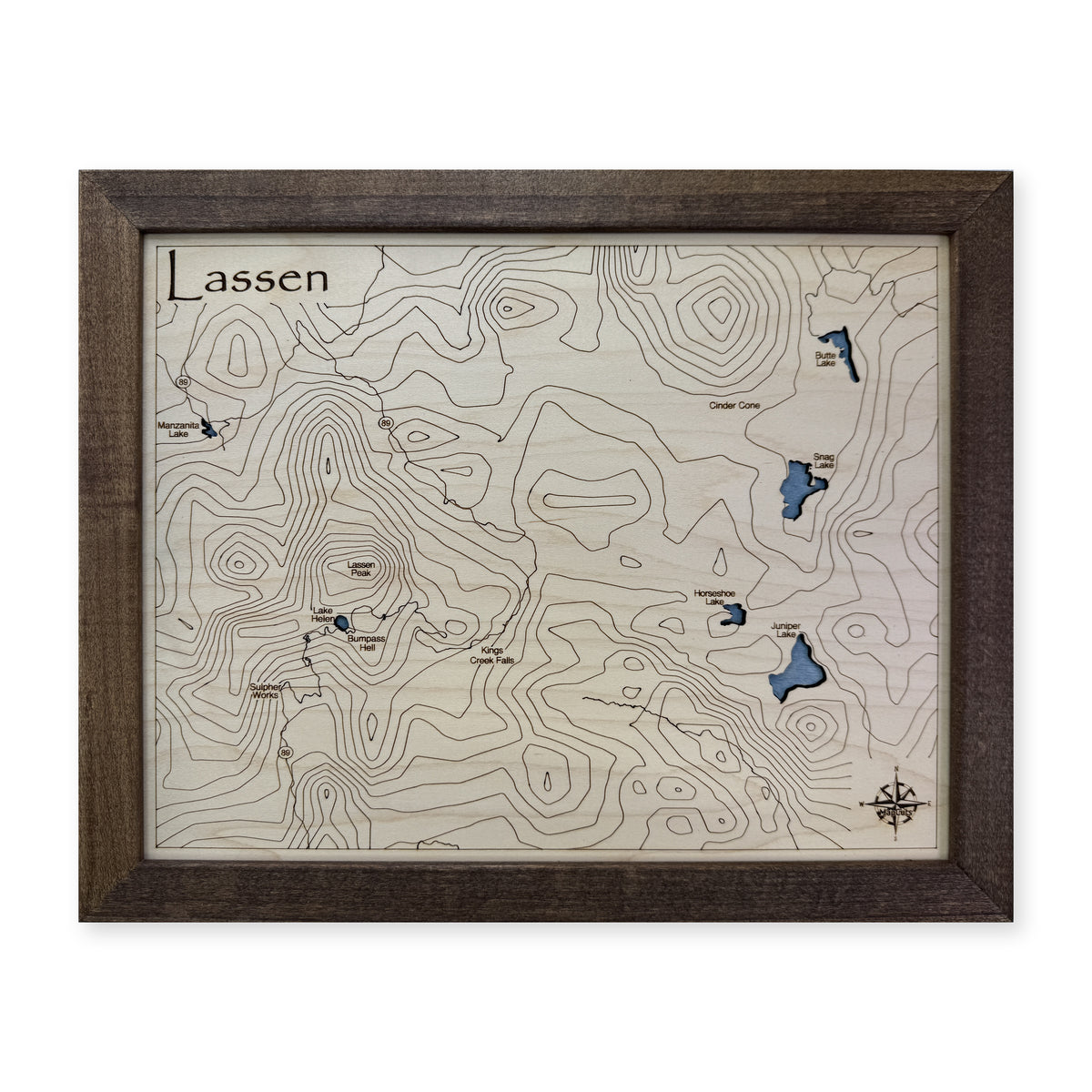 Lassen Volcanic National Park Wood Map — plain-background photo [MC20261006 q1135 9475d98ce39f]