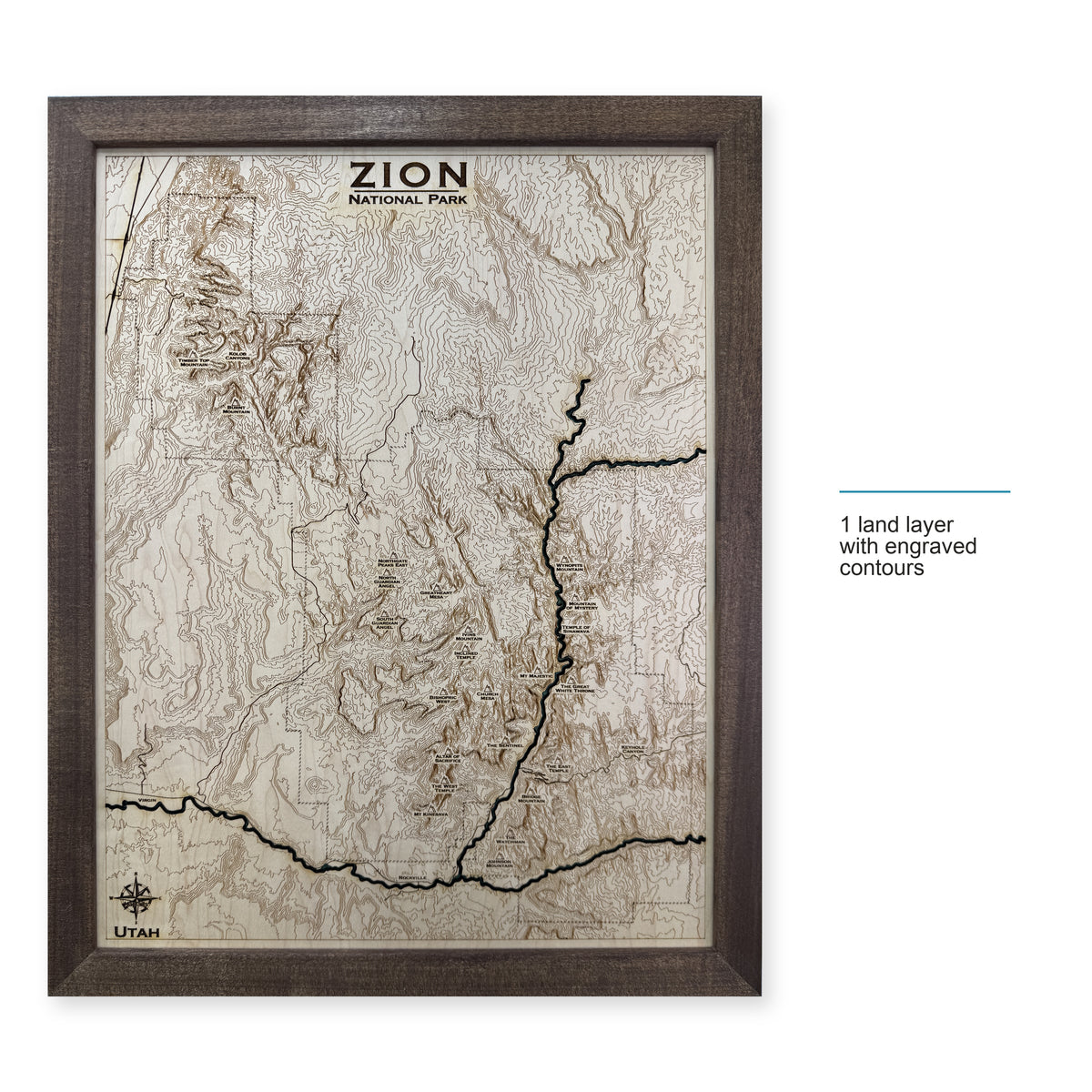 Zion National Park Wood Map — style-labeled photo [MC20261006 q1139 11b5e0ef259b]