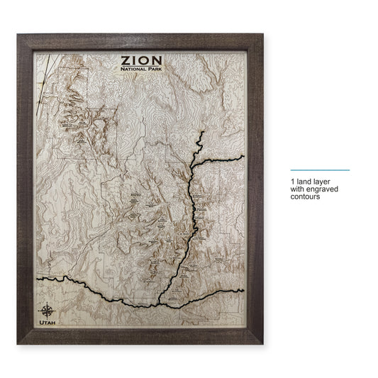 Zion National Park Wood Map — style-labeled photo [MC20261006 q1139 11b5e0ef259b]