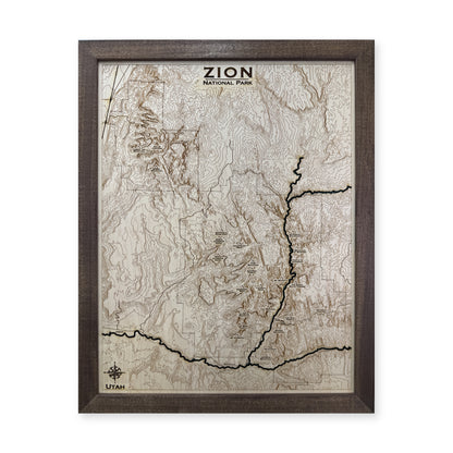 Zion National Park Wood Map — plain-background photo [MC20261006 q1139 aca615e8b826]