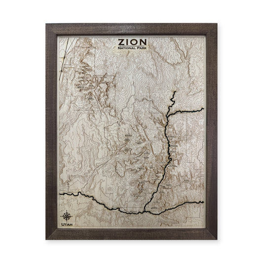Zion National Park Wood Map — plain-background photo [MC20261006 q1139 aca615e8b826]
