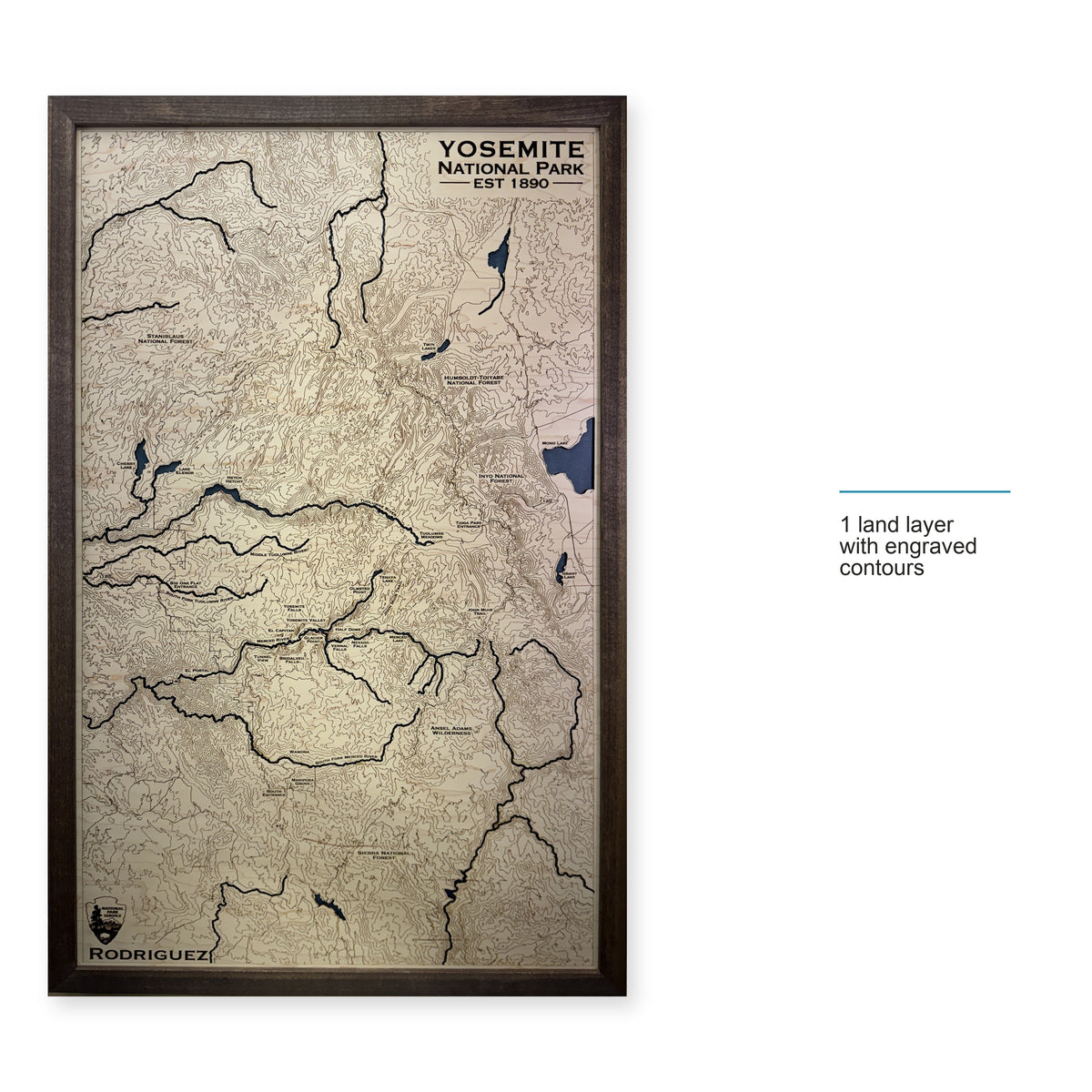 Yosemite National Park Wood Map — style-labeled photo [MC20261006 q1141 42a98d815375]
