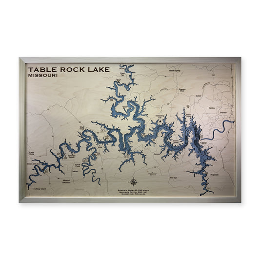 Table Rock Lake, Missouri Wood Map — plain-background photo [MC20261006 q1143 a73fbbe25ea5]