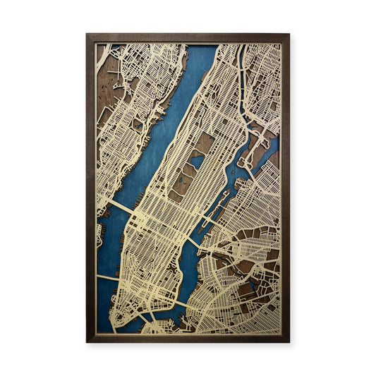 Manhattan, New York, Wood City Map — plain-background photo [MC20261006 q1179 e869b45b370e]