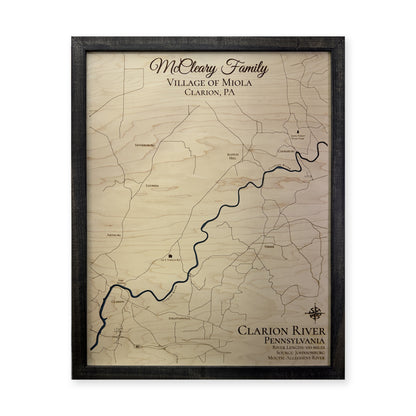 Clarion River, Pennsylvania Wood Map — plain-background photo [MC20261006 q1184 92de214c48b8]