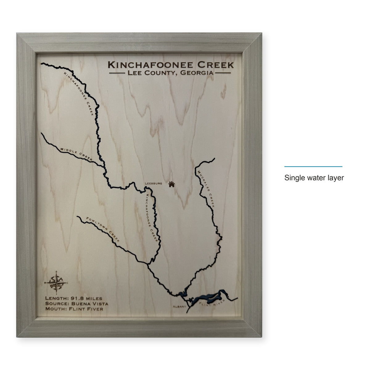 Kinchafoonee Creek, Lee County, Georgia Wood Map — style-labeled photo [MC20261006 q1186 ce840428508a]