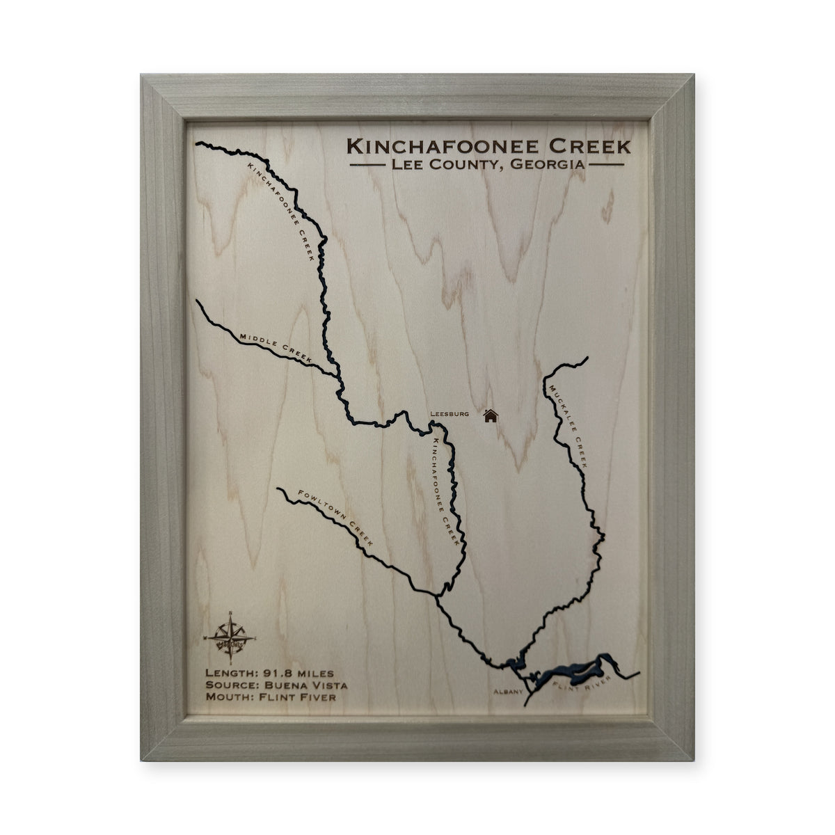 Kinchafoonee Creek, Lee County, Georgia Wood Map — plain-background photo [MC20261006 q1186 b3520055d0d9]