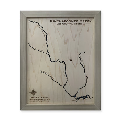 Kinchafoonee Creek, Lee County, Georgia Wood Map — plain-background photo [MC20261006 q1186 b3520055d0d9]