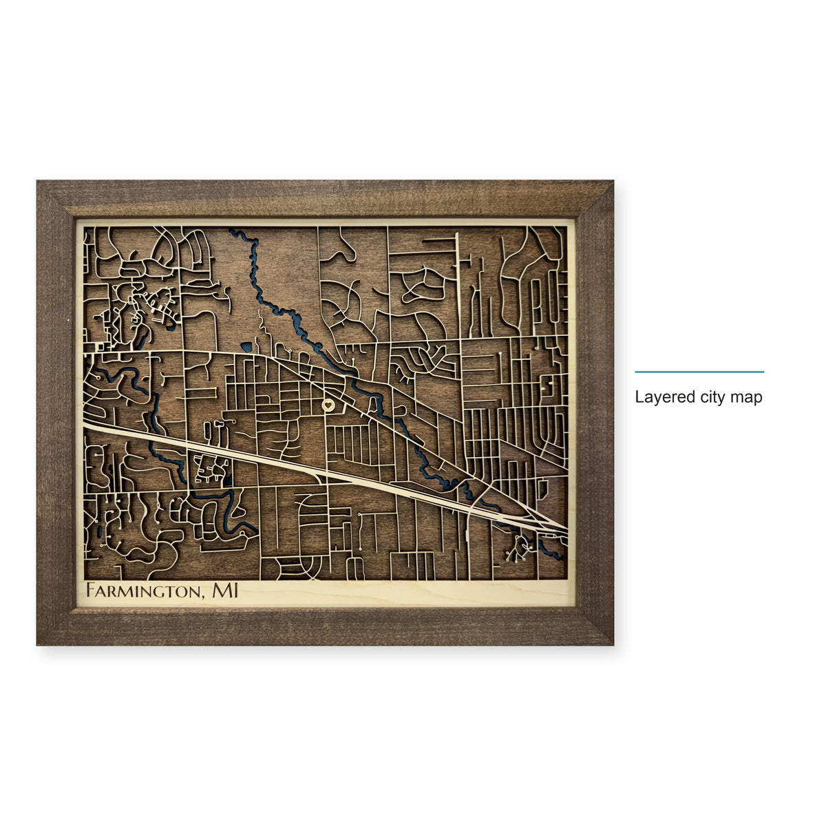 Farmington, Michigan Wood City Map — style-labeled photo [MC20261006 q1190 b052acebc0fb]