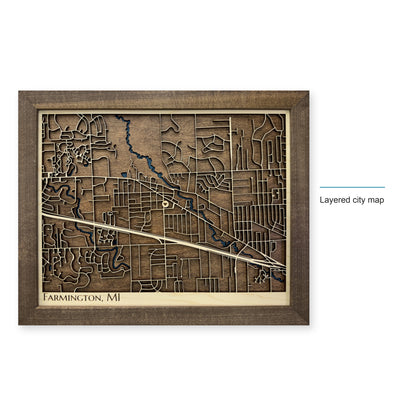 Farmington, Michigan Wood City Map — style-labeled photo [MC20261006 q1190 b052acebc0fb]
