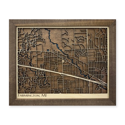 Farmington, Michigan Wood City Map — plain-background photo [MC20261006 q1190 c3e0dd345117]