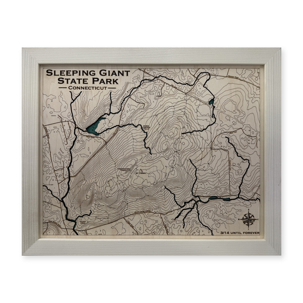 Sleeping Giant State Park Wood Map — plain-background photo [MC20261006 q1199 399905d40c88]
