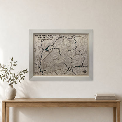 Sleeping Giant State Park Wood Map — room mockup [MC20261006 q1199 838b998e8ef1]