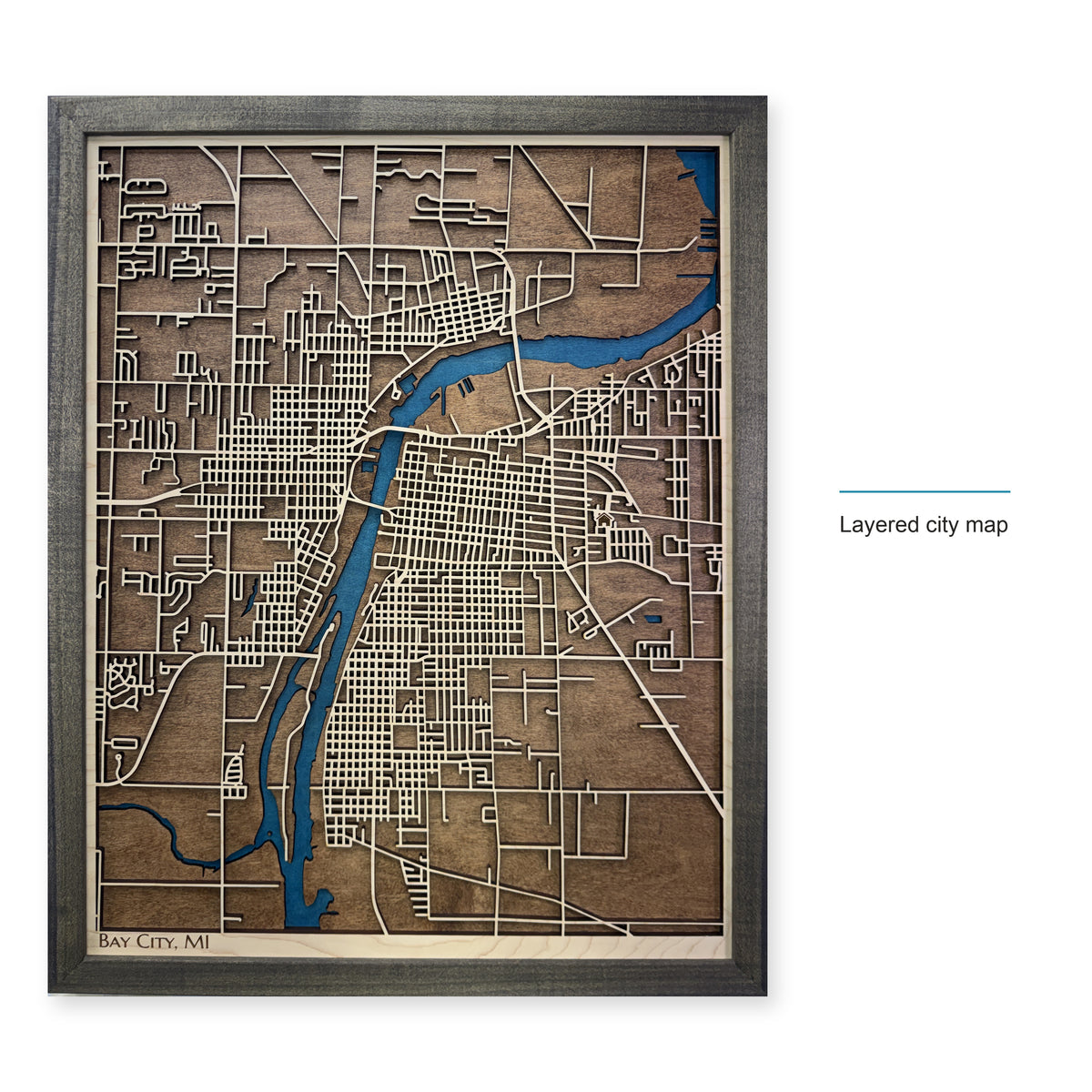 Bay City, Michigan Wood City Map — style-labeled photo [MC20261006 q1213 9242651d5a2c]