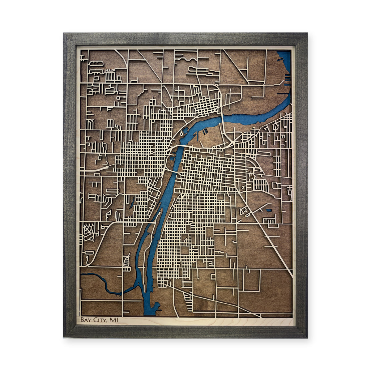 Bay City, Michigan Wood City Map — plain-background photo [MC20261006 q1213 b4a6213a5dd1]