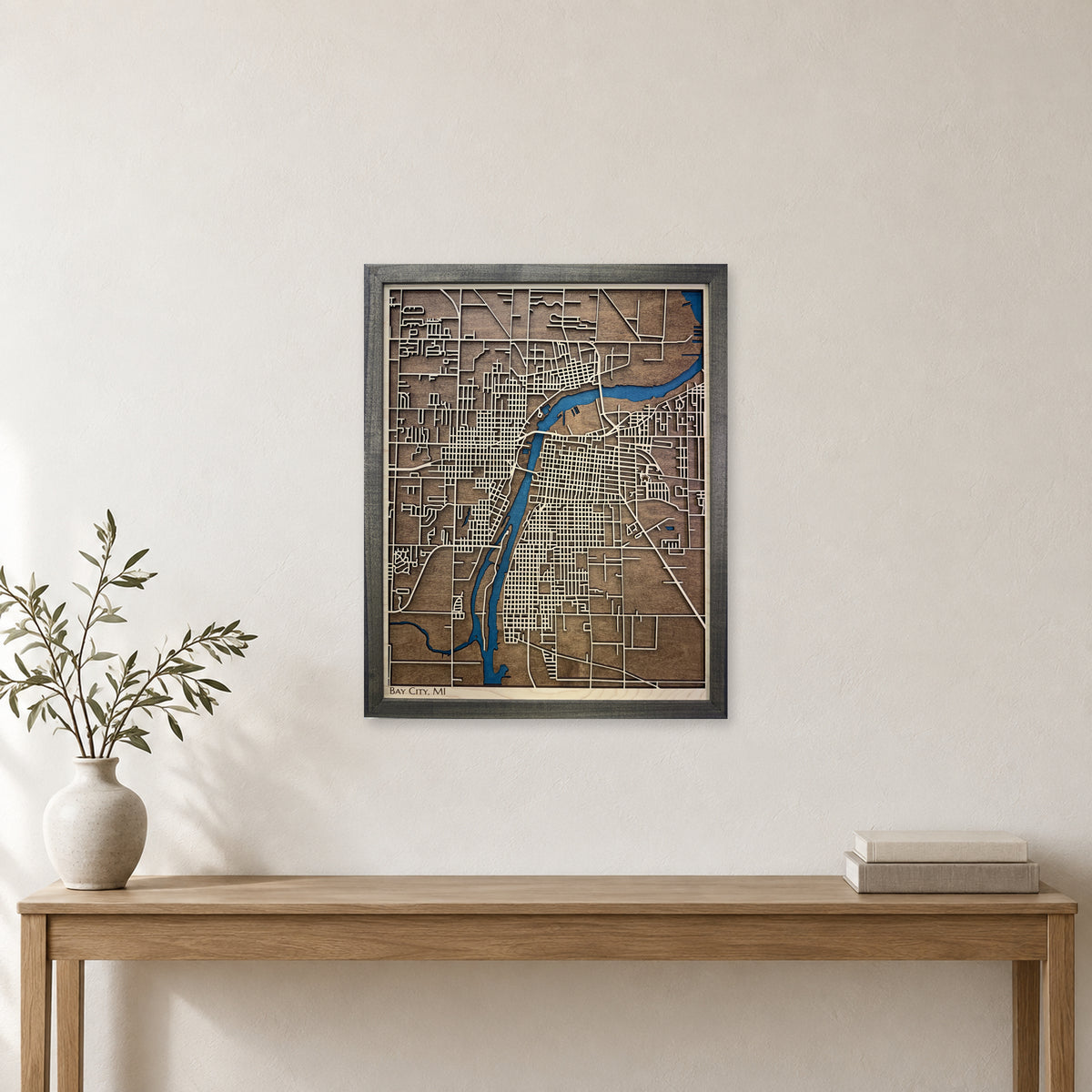 Bay City, Michigan Wood City Map — room mockup [MC20261006 q1213 3ccc356daf6b]