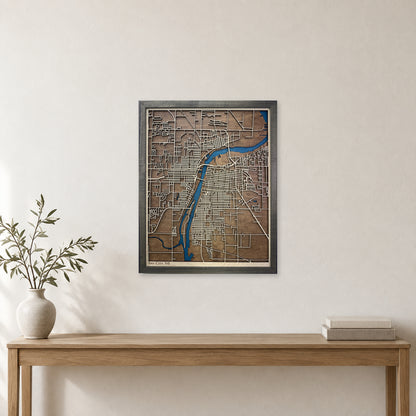 Bay City, Michigan Wood City Map — room mockup [MC20261006 q1213 3ccc356daf6b]