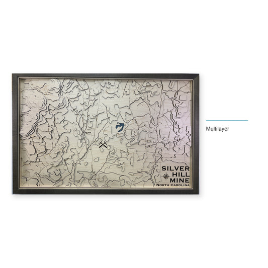 Silver Hill Mine, North Carolina Topographic Wood Map — style-labeled photo [MC20261006 q1261 ad4b4de008e8]