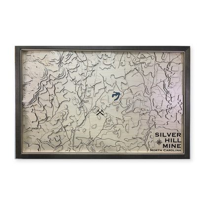 Silver Hill Mine, North Carolina Topographic Wood Map — plain-background photo [MC20261006 q1261 ba475f7d157c]