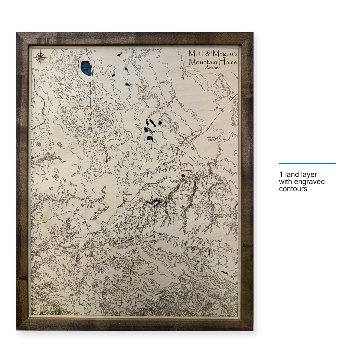 Happy Jack and Strawberry, Arizona Topographic Wood Map — style-labeled photo [MC20261006 q1304 75895bd5959e]