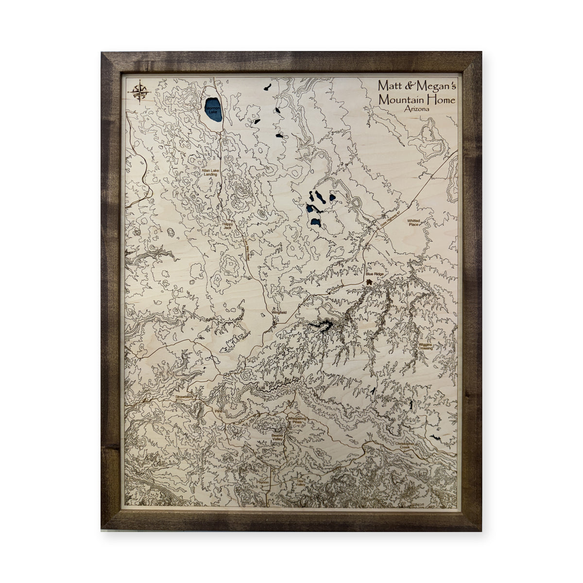 Happy Jack and Strawberry, Arizona Topographic Wood Map — plain-background photo [MC20261006 q1304 5a074c6069e3]