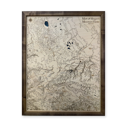 Happy Jack and Strawberry, Arizona Topographic Wood Map — plain-background photo [MC20261006 q1304 5a074c6069e3]