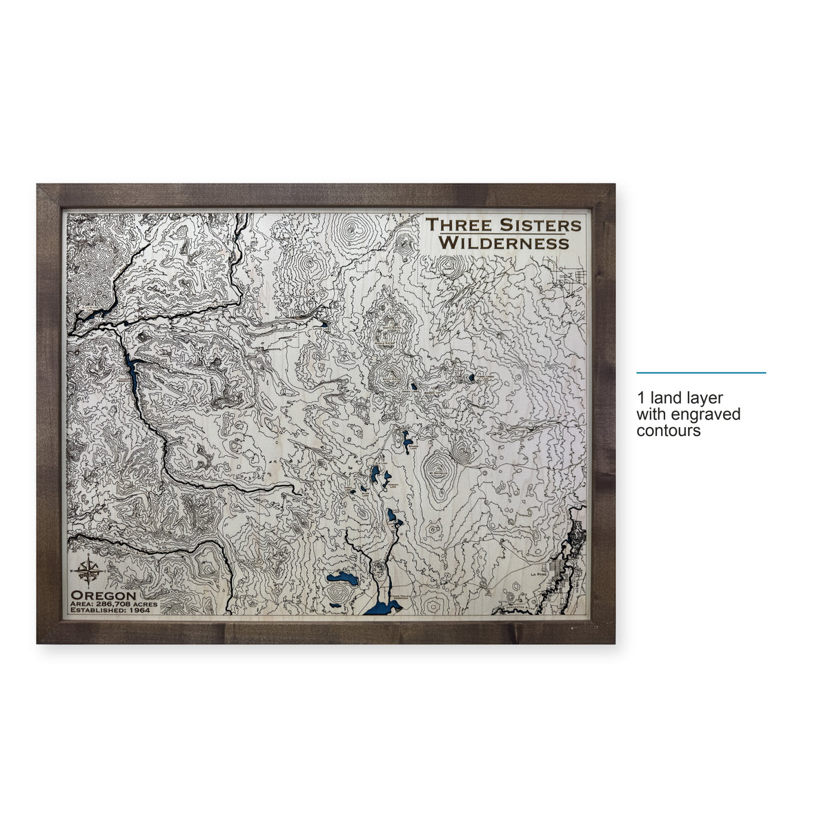 Three Sisters Wilderness Wood Map — style-labeled photo [MC20261006 q1316 a4c884179d5d]