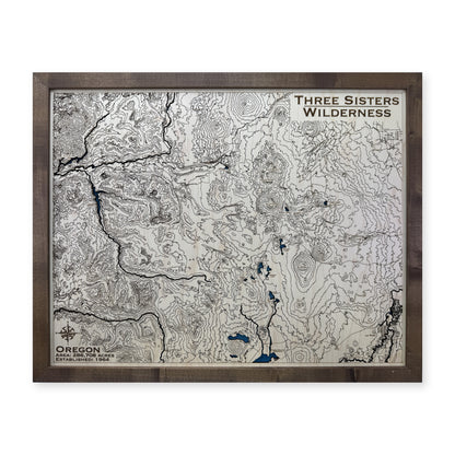 Three Sisters Wilderness Wood Map — plain-background photo [MC20261006 q1316 b7eb0a671dc6]