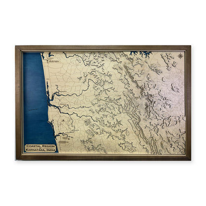 Coastal Karnataka, India Topographic Wood Map — plain-background photo [MC20261006 q1325 7942ef4cf890]