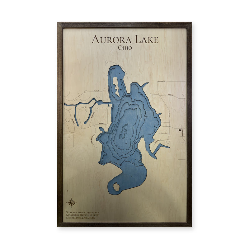 Aurora Lake, Ohio Wood Map — plain-background photo [MC20261006 q1388 a2ee95ef6c58]