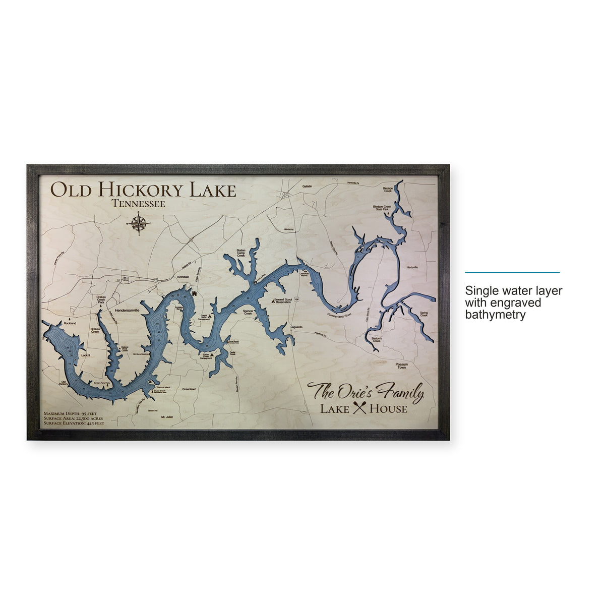 Old Hickory Lake, Tennessee Wood Map — style-labeled photo [MC20261006 q1409 66605350e831]