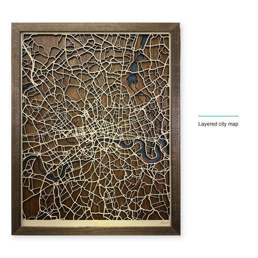 London United Kingdom Walnut Wood City Map — style-labeled photo [MC20261006 q1411 2c1685ee03c0]
