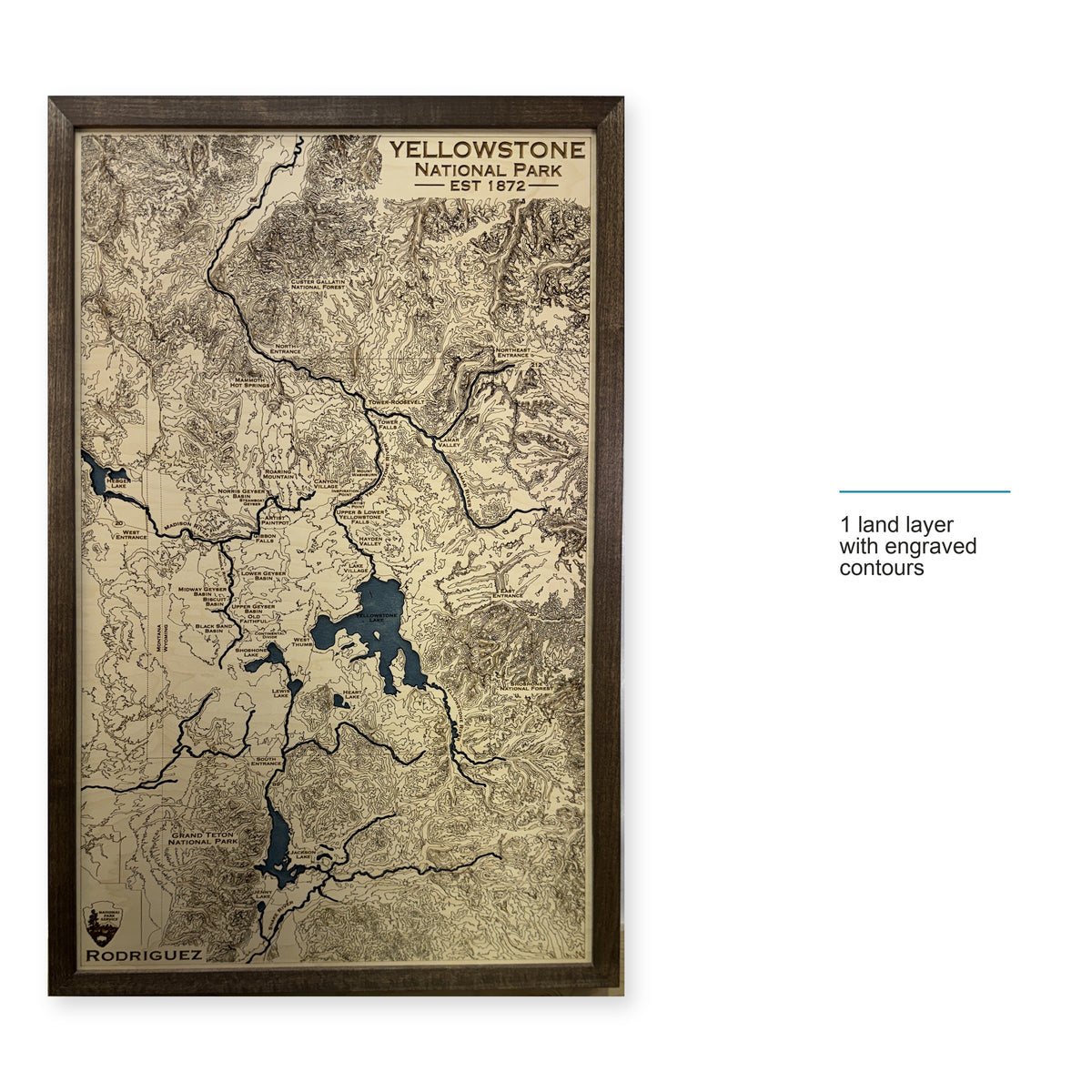 Yellowstone National Park Wood Map — style-labeled photo [MC20261006 q1429 53d9e4689c95]