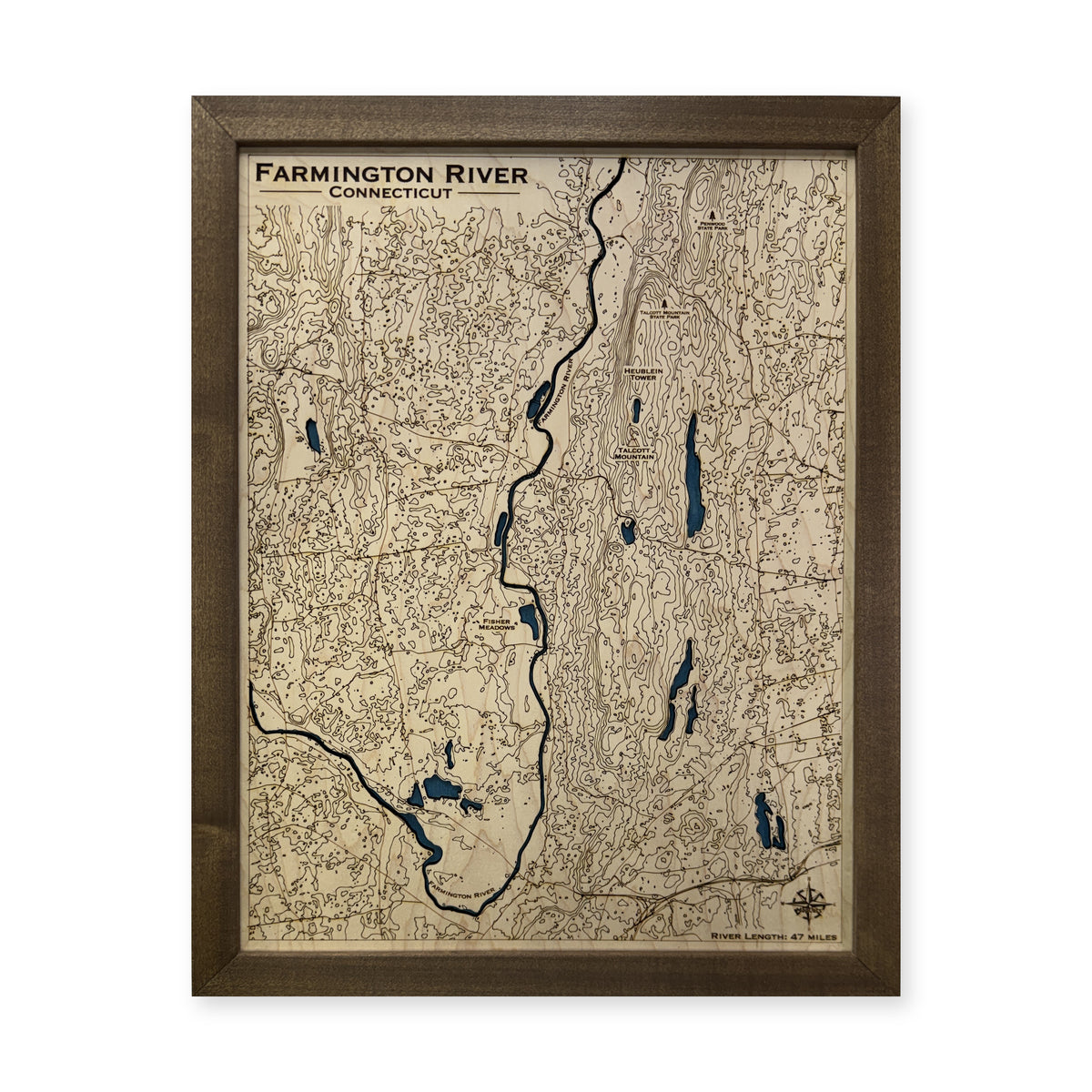 Farmington River, Connecticut Topographic Wood Map — plain-background photo [MC20261006 q1439 ba5837b2dba2]