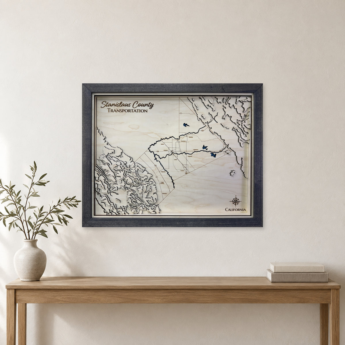 Stanislaus County, California Topographic Wood Map — room mockup [MC20261006 q1490 1eb128d8e170]